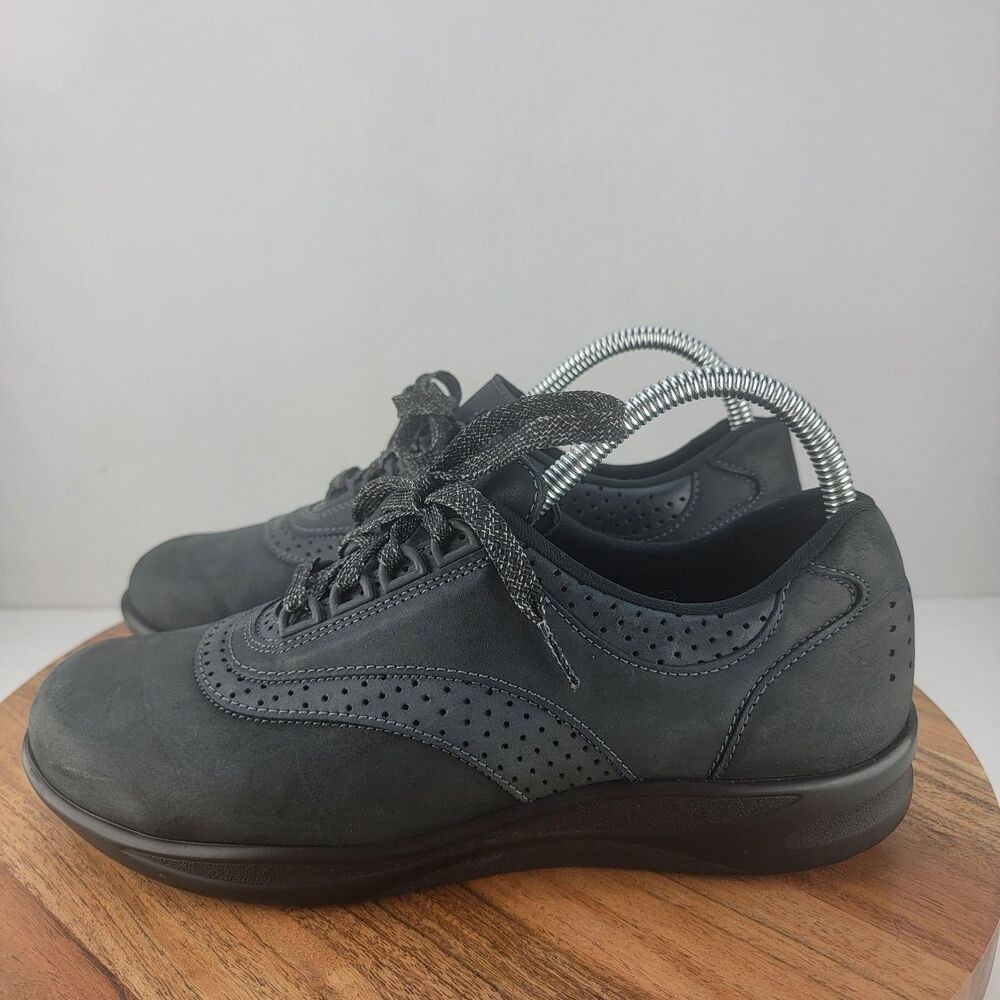 SAS Womens Size 7.5 NARROW Black Walk Easy Nero Comfort Lace Up Shoes